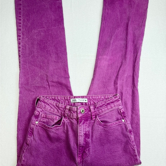 Zara Purple Straight Leg Jeans Vibrant Denim - Picture 2 of 5